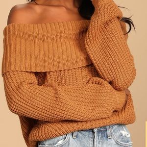 Lulus Light brown off-shoulder sweater